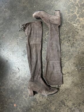 Stuart Weitzman Taupe Suede Over-the-Knee Boots